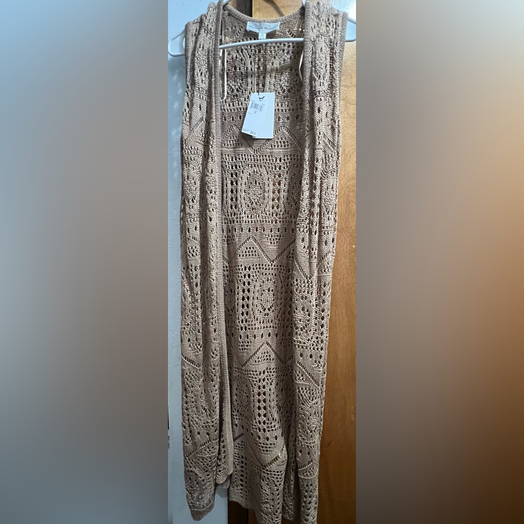 Nwt Light Brown Crochet Sweater